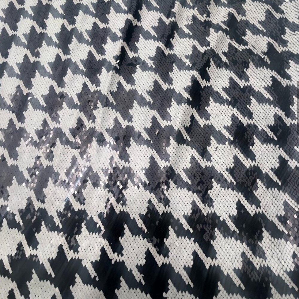 INC International Concepts Black and White/Cream Houndstooth Pencil Skirt Large